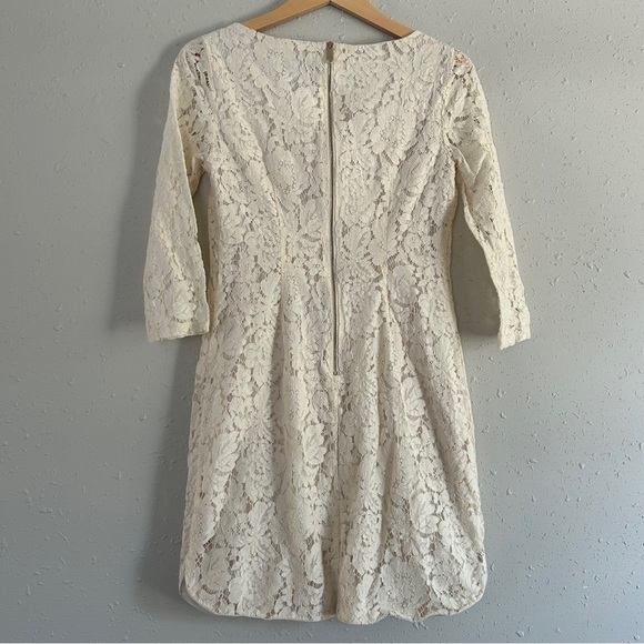 Vince Camuto Elegant Cream Lace Mini Dress Casual Neutral Bridal Formal 4 - Picture 3 of 5